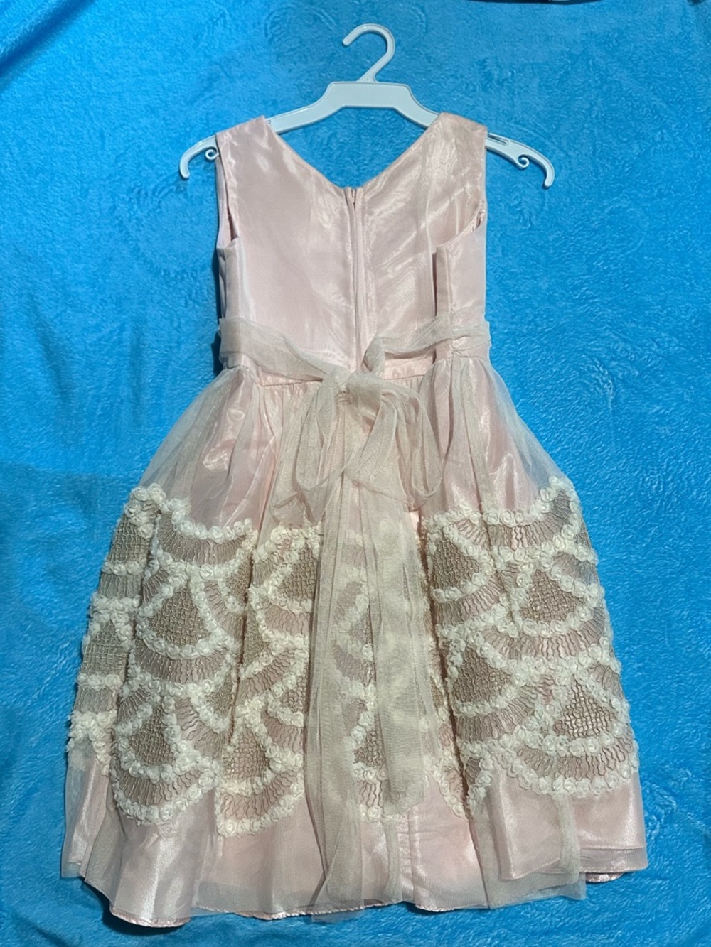 Girls Pink Tulle Party Dress with patterned bottom